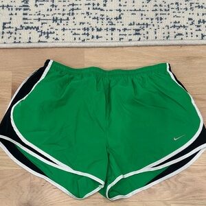 Nike Women's Green Athletic Running Shorts with Black & White Trim